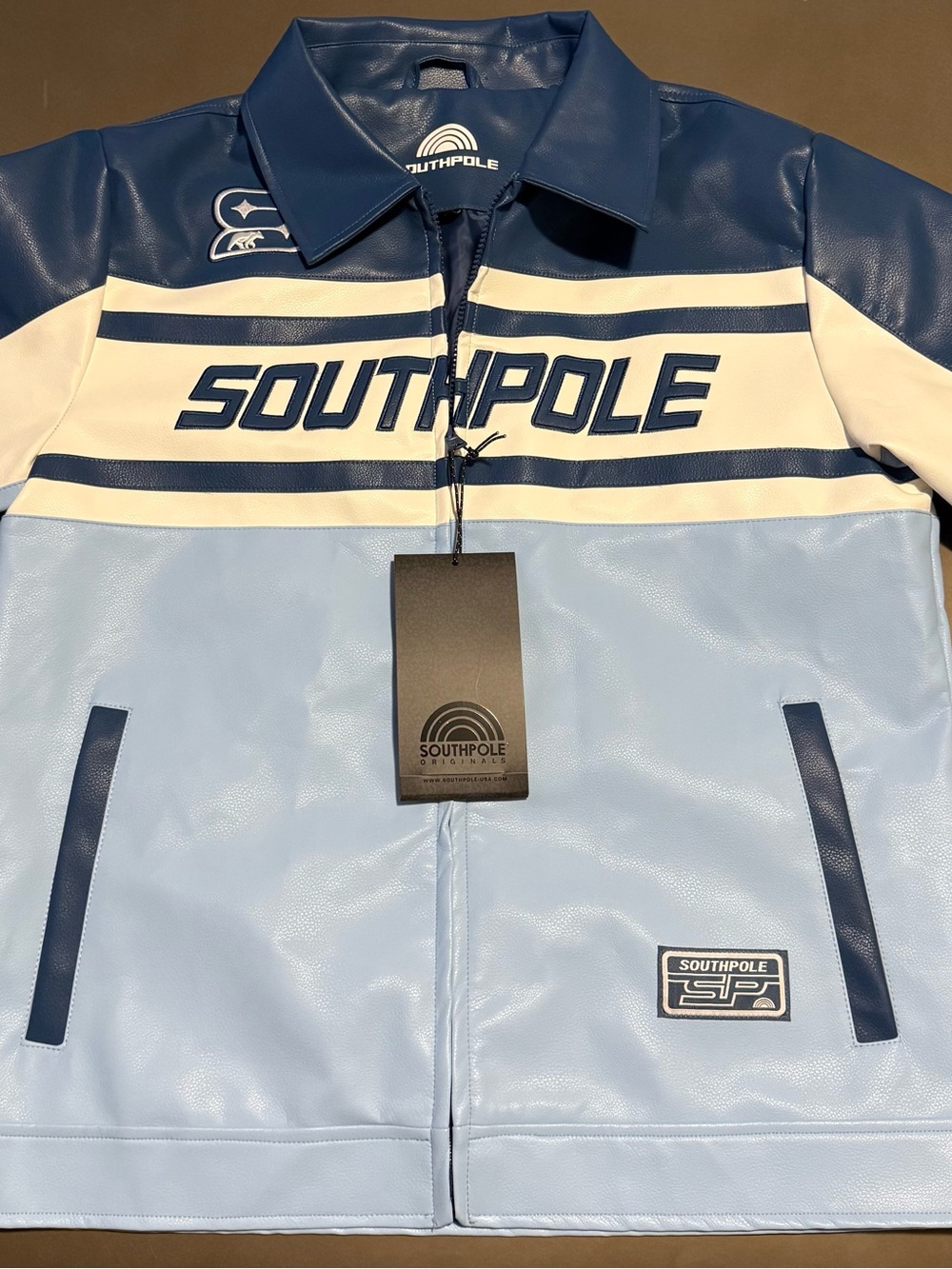 South Pole Light Blue and Navy Striped Track Jacket